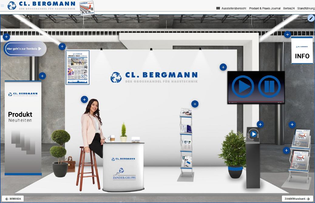 Beispielmessestand der Cl. Bergmann Hausmesse@home